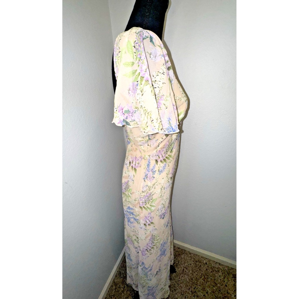 VICI "Best Dressed" Ruffle Sleeve‎ Maxi Dress Floral Open Back Size Large - Picture 4 of 8